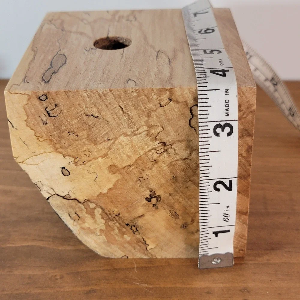 Handcrafted Spalted Maple Wood Bud Vase Live Edge Block Candle Holder Rustic